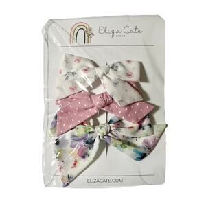 NEW Eliza Cate And Co Floral Hair Bow Set